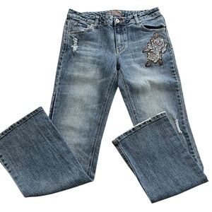 South Pole Women's Rose Embroidered Bootcut Jeans - Size 11